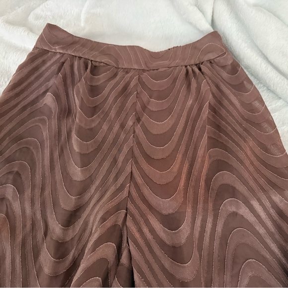 Venus Brown Sheer Lined Swirl Lower Ties Harem Style Pants Women's XS - Picture 2 of 6